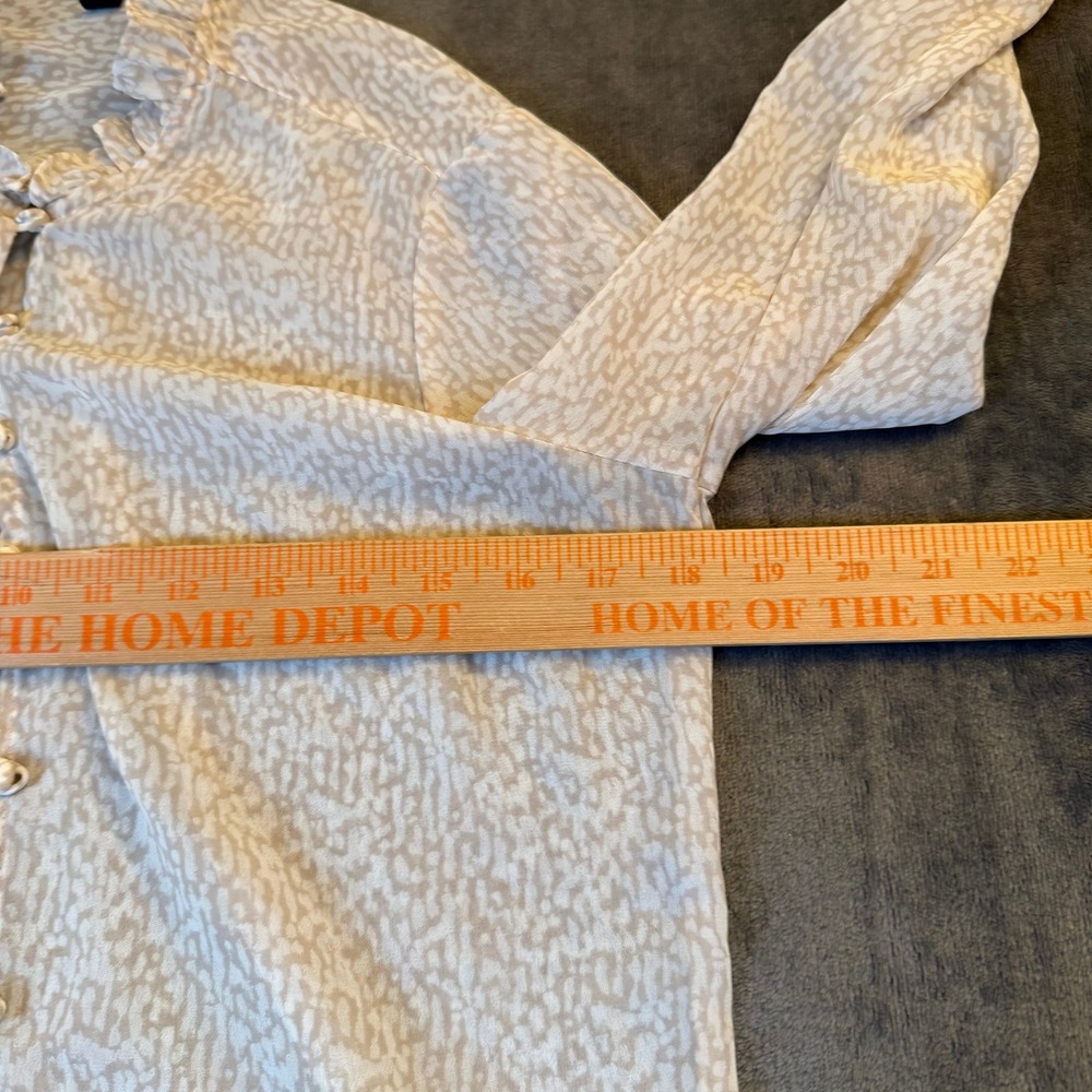 Express Sheer Ruffle Neck Button Front Blouse Top… - image 5